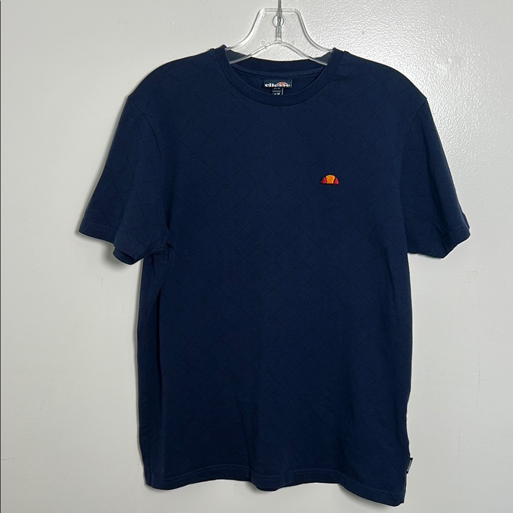 Ellesse Brekon Waffle Knit Design Men’s Navy Blue T-Shirt 100% Cotton Size Med